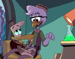 adult_on_young age_difference anthro blush bulge bulge_grab clothed clothing duo eyewear flirting glasses groping_crotch hat headgear headwear male male/male petting propositioning young igotdragons camp_lazlo cartoon_network disney ducktales ducktales_(2017) edward_(camp_lazlo) edward_platypus gyro_gearloose avian bird chicken galliform gallus_(genus) mammal monotreme phasianid platypus hi_res