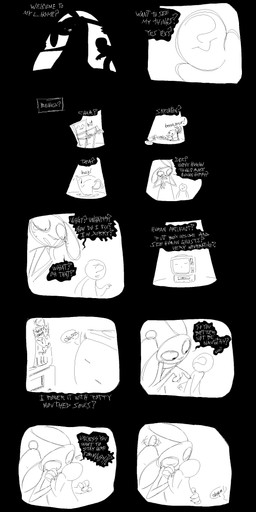 anthro bone buckteeth chair container cup dialogue duo electronics faceless_character faceless_male female fur furniture kissing male male/female skeleton tail tail_motion tailwag talking_object tea_cup teeth television text white_body white_fur trashywashy bogbun animated_skeleton ghost human lagomorph mammal spirit undead absurd_res comic english_text hi_res