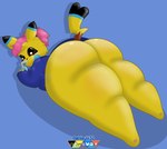 anthro beverage big_breasts big_butt blush bottomless breasts breasts_squish butt butt_focus clothed clothing container cup drinking female hair huge_butt looking_at_viewer looking_back mostly_nude outline pink_hair rear_view short_stack simple_background solo sweater tail thick_thighs topwear yellow_body ashley432 nintendo pokemon sparky_(ashley432) generation_1_pokemon mammal pikachu pokemon_(species) rodent colored digital_media_(artwork) hi_res shaded signature watermark