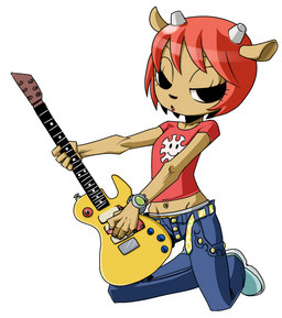 5_fingers anthro belt bottomwear clothing electric_guitar female fingers footwear guitar half-closed_eyes horn musical_instrument narrowed_eyes navel pants plucked_string_instrument shirt simple_background solo string_instrument topwear zukicure5gogo parappa_the_rapper sony_corporation sony_interactive_entertainment um_jammer_lammy lammy_lamb bovid caprine mammal sheep 2011