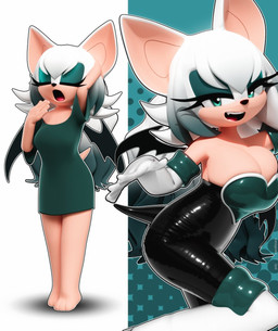 bat_wings big_breasts boots breasts clothed clothing eyes_closed eyeshadow female footwear gloves hair handwear looking_at_viewer makeup membrane_(anatomy) membranous_wings multicolored_hair open_mouth shoes solo teal_eyes teal_eyeshadow teal_hair teeth tongue white_hair wings yarn wolforam sega sonic_the_hedgehog_(series) rouge_the_bat bat eulipotyphlan hedgehog mammal 2025 3d_(artwork) digital_media_(artwork) hi_res