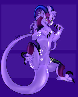 bangs black_claws blacklight blue_horn claws ear_piercing femboy feral hair horn long_tail looking_at_viewer lying male on_back paws piercing purple_background purple_eyes simple_background solo spread_legs spreading suggestive tail white_hair xkingdobie mythology kai'ace dragon mythological_creature mythological_scalie scalie 4:5 absurd_res colored digital_drawing_(artwork) digital_media_(artwork) hi_res shaded