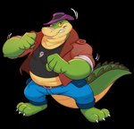 anthro belly biped blue_bottomwear blue_clothing blue_pants bottomwear clothing green_body hat headgear headwear humanoid_hands male overweight overweight_male pants shirt simple_background solo topwear transparent_background piti_yindee brok_the_investigator cowcat_games brok_(brok_the_investigator) alligator alligatorid crocodilian reptile scalie 2021 absurd_res alpha_channel hi_res