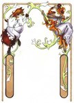 anthro art_nouveau border clothing duo female hair male ornate_border red_hair simple_background tail white_background silverblue canid canine fox mammal