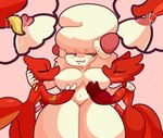 alcremie anthro areola big_breasts bite blush bodily_fluids breast_play breast_suck breastfeeding breasts charmeleon claws close-up cream_(diicks) cum digital_media_(artwork) diicks dorian_(bds_charmeleon) erection female food food_creature food_hair fruit generation_1_pokemon generation_8_pokemon genital_fluids genitals group hi_res lactating licking male male/female nintendo nipple_bite nipple_fetish nipple_lick nipple_play nipples nude open_mouth penis plant pokemon pokemon_(species) pseudo_hair scalie simple_background smile sucking tail thick_thighs tongue tongue_out trio wide_hips