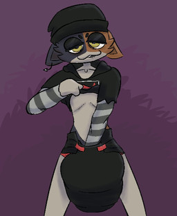 abdl anthro beanie clean_diaper clothed clothing clothing_lift diaper female hat headgear headwear hoodie hoodie_lift masturbation solo topwear wearing_diaper yellow_eyes m0rgansk epic_games fortnite meow_skulls calico_cat domestic_cat felid feline felis mammal hi_res