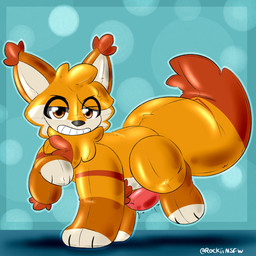 feral genitals inflatable latex male penis pool_toy solo rockii animate_inanimate canid canine fox living_inflatable mammal 1:1 hi_res