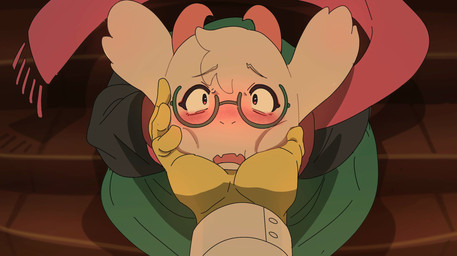2_horns anthro biped blush blushing_profusely clothed clothing cute_fangs duo embarrassed eyewear face_squish fangs first_person_view floppy_ears flower fluffy fur glasses high-angle_view holding_face horn male male_anthro male_human pink_eyes pink_horn plant scarf snout squish stairs teeth wearing_glasses white_body white_fur yellow_body yellow_skin mengmang777 deltarune undertale_(series) flowery_(deltarune) ralsei bovid caprine darkner elemental_creature flora_fauna flower_creature goat human mammal seven_flowers 2026 digital_drawing_(artwork) digital_media_(artwork) english_description hi_res