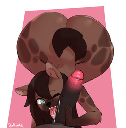 anthro big_butt bodily_fluids brown_body butt duo female genitals huge_butt licking male male/female nude oral penile penis penis_lick saliva saliva_on_penis saliva_on_tongue sex tongue tongue_out vein veiny_penis borvar hyena mammal spotted_hyena 2022 character_request digital_media_(artwork) hi_res