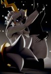 anthro antlers black_clothing black_gloves black_handwear black_legwear black_stockings breasts clothing eyebrows female fur gloves grey_body grey_fur grey_hair hair hand_on_leg hand_on_thigh hands_on_legs handwear hooves horn legwear looking_at_viewer mostly_nude nude solo stockings stretching tail thick_thighs thigh_highs 777bronzestar warfaremachine_(modeler) pseudoregalia sybil_(pseudoregalia) bovid caprine goat jackalope lagomorph leporid mammal rabbit warmind 3d_(artwork) digital_media_(artwork) hi_res