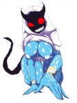 amp_crystal big_breasts breasts clothed clothing female grin looking_at_viewer nipples not_furry sharp_teeth simple_background smile solo teeth white_background lewdishsnail @reba_dixie pixa_chats ms._white demon humanoid 3:4 hi_res