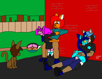 age_difference anthro being_watched blue_body blue_fur female female_on_top feral fur gangbang genitals group group_sex loli looking_at_another male on_top penetration penile penile_penetration penis penis_in_vagina pink_body pink_fur public public_sex school sex standing standing_sex toony vaginal vaginal_penetration vulva xxx young young_anthro young_female kaijubunny h.w.t._studios nintendo pokemon casper_monsolo fan_character jigglyusa_tsukino koop_muchi negausa_tsukino rj_oakes canid canine canis domestic_cat domestic_dog felid feline felis generation_1_pokemon hybrid jigglypuff mammal pokemon_(species) 2017 hi_res