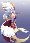 breasts female fluffy fluffy_tail hair long_tail melee_weapon moon open_mouth purple_body red_eyes short_hair simple_background solo sword tail weapon white_hair naruyan yu-gi-oh! lunalight_leo_dancer animal_humanoid duel_monster felid felid_humanoid humanoid lion lion_humanoid lunalight mammal mammal_humanoid pantherine pantherine_humanoid hi_res