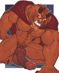 abs animal_genitalia animal_penis anthro balls big_balls big_pecs big_penis bodily_fluids body_hair brown_body brown_fur brown_mane canine_genitalia canine_penis cape cape_only chest_hair chest_tuft clenched_teeth clothing detailed_genitals detailed_penis drooling erection fangs fur genitals glans horn humanoid_genitalia humanoid_penis hybrid_genitalia hybrid_penis knot knotted_humanoid_penis knotted_penis male mane medial_ring medial_ringed_humanoid_penis medial_ringed_hybrid_penis mostly_nude muscular muscular_anthro muscular_male nipples nude pecs penis pubes saliva sharp_teeth sheath solo teeth tuft wolf-con-f beauty_and_the_beast disney beast_(disney) monster hi_res signature