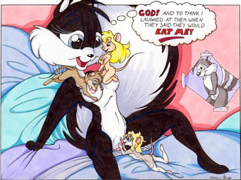 anthro barefoot bed black_body black_fur blonde_hair blue_eyes breast_lick breast_play breasts brown_body brown_fur clitoris cunnilingus eyewear feet female female/female fur furniture genitals gentle_giant glasses grey_body grey_fur group hair inside interspecies licking micro nipples nude on_bed open_mouth oral predator/prey sex size_difference size_play tail text thought_bubble tongue tongue_out vaginal vulva white_body white_fur fatalis_(artist) chip_'n_dale_rescue_rangers disney don_bluth looney_tunes the_secret_of_nimh warner_brothers gadget_hackwrench mrs._brisby penelope_pussycat pepe_le_pew domestic_cat felid feline felis mammal mephitid mouse murid murine rodent skunk striped_skunk wood_mouse character_request crossover english_text