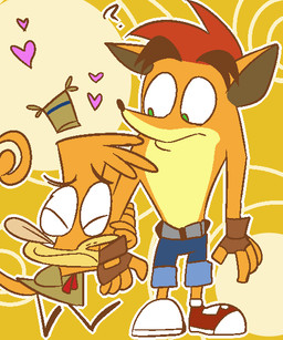 anthro clothed clothing duo male cello_us activision camp_lazlo cartoon_network crash_bandicoot_(series) crash_bandicoot lazlo_(camp_lazlo) atelid bandicoot haplorhine mammal marsupial monkey new_world_monkey primate spider_monkey 5:6 crossover