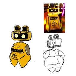 belly big_breasts big_butt breasts butt chibi dot_eyes featureless_feet featureless_hands feet female humanoidized looking_at_viewer looking_back looking_back_at_viewer machine mouthless not_furry overweight overweight_female overweight_humanoid shortstack shortstack_female simple_background simple_eyes solo standing text text_on_body wet_floor_sign white_background wide_hips alt_for_fat_art five_nights_at_freddy's five_nights_at_freddy's:_security_breach scottgames steel_wool_studios wet_floor_bot_(fnaf) humanoid robot robot_humanoid 1:1 2021 colored_sketch english_text hi_res reference_image sketch
