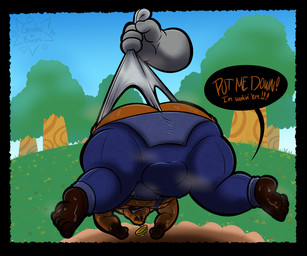 anthro balls_outline barefoot belly bodily_fluids bottomwear briefs bulge butt clothed clothing clothing_pull detailed_bulge dialogue disembodied_hand feet fur genital_outline hanging_wedgie male moobs musk nipples overalls overweight overweight_anthro overweight_male solo speech_bubble sweat sweatdrop sweaty_body sweaty_butt sweaty_feet teeth text tighty_whities underwear underwear_pull upside_down white_briefs white_clothing white_underwear gorochuinboxers animal_crossing nintendo mr._resetti eulipotyphlan mammal mole_(animal) 2026 6:5 absurd_res colored digital_drawing_(artwork) digital_media_(artwork) english_text hi_res