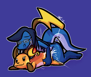 ambiguous_penetration anthro anthro_on_anthro anthro_penetrated anthro_penetrating anthro_penetrating_anthro black_sclera blue_hair bodily_fluids brown_body brown_fur butt clenched_teeth cum cum_on_butt cum_splatter dipstick_tail duo eyes_closed eyewear eyewear_only female female_penetrated fur genital_fluids glasses glasses_only grey_eyewear grey_glasses hair interspecies kerchief looking_at_another looking_back looking_up male male/female male_penetrating male_penetrating_female markings nude orange_body orange_fur penetration purple_background red_kerchief sex sharp_teeth simple_background smile smirk tail tail_markings teeth thrusting wearing_glasses white_body white_eyes white_fur yellow_body yellow_cheeks yellow_fur yellow_inner_ear ultilix nintendo pokemon ulti_(ultilix) generation_1_pokemon lizard mammal murid pokemon_(species) raichu reptile rodent scalie 2025