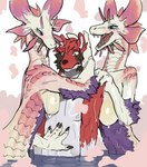 anthro big_breasts biped black_body black_fur blue_eyes breast_squish breasts claws female female_anthro finger_claws fur group male male/female male_anthro multicolored_body multicolored_fur open_mouth open_smile pink_body pink_scales purple_body purple_fur red_body red_fur scales smile squish trio white_body white_breasts white_fur white_scales yolabayola1 capcom monster_hunter canie canid leviathan_(mh) mammal mizutsune 2025 absurd_res digital_media_(artwork) hi_res