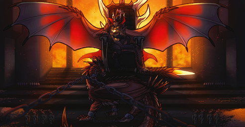 ambiguous_gender anthro armor biped black_body black_scales bound brown_body brown_scales brown_wings chain chained chair clothed clothing duo_focus feral frill_(anatomy) front_view furniture group head_crest head_frill holding_object large_group male membrane_(anatomy) membranous_wings quadruped scales side_view sitting size_difference spread_wings standing tail tan_body tan_scales throne white_frill wings kardinaluz mythology raylldo dragon mythological_creature mythological_scalie scalie hi_res