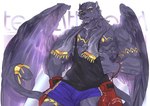 abs anthro black_body black_fur clothing fur hair_tassels male muscular muscular_anthro muscular_male pecs shirt solo tank_top topwear wings orenjimaru lifewonders tokyo_afterschool_summoners tezcatlipoca_(tas) felid mammal pantherine