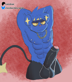 anthro balls barbell_piercing black_body black_fur blue_body blue_fur blush bodily_fluids erection fur genital_fluids genitals hair humanoid_genitalia humanoid_penis male muscular nipple_piercing nipples nude penis piercing precum simple_background solo tail lxzylux nintendo pokemon yurai_(character) generation_4_pokemon mammal pokemon_(species) shinx digital_media_(artwork) hi_res