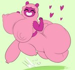 areola_outline big_breasts big_butt breasts butt eyes_closed female fur heart_symbol huge_breasts huge_butt nipple_outline pink_body pink_fur pink_wool prancing purple_body smile solo wool_(fur) ota_(artist) centaurworld netflix wammawink alpaca alpaca_taur camelid camelid_taur mammal mammal_taur taur 2023 hi_res