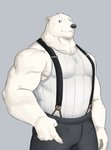 anthro clothing fur male simple_background solo white_body white_fur ixkouu bear mammal polar_bear ursine 2020 hi_res