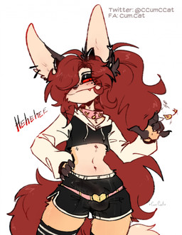 anthro balls blush bodily_fluids bottomwear bulge chastity_device clothed clothing dolphin_shorts erection femboy fur genital_fluids genitals hair lock male midriff penis restraints shorts simple_background solo tail text underwear cum.cat penta_(cum.cat) canid canine mammal digital_media_(artwork) hi_res
