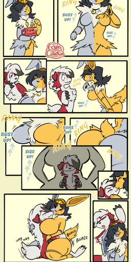 accidental_transformation ambiguous_gender ambiguous_penetration anthro bell bell_collar big_breasts blush blush_lines body_size_growth breast_expansion breasts butt butt_expansion collar cowgirl_position duo expansion female from_front_position larger_female on_bottom on_top penetration question_mark ringing_bell sex size_difference size_transformation tail tail_motion tailwag transformation eclairscollection nintendo pokemon eeveelution generation_1_pokemon generation_7_pokemon jolteon lycanroc midnight_lycanroc pokemon_(species) absurd_res hi_res