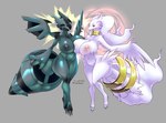 anthro areola aura big_breasts black_areola black_nipples breasts duo female female/female genitals happy huge_breasts looking_at_viewer nipples nude pink_areola pink_nipples pokemorph pussy standing zacianswords mythology nintendo pokemon dragon generation_5_pokemon legendary_pokemon mythological_creature mythological_scalie pokemon_(species) reshiram scalie shiny_pokemon zekrom 2021 absurd_res digital_media_(artwork) hi_res