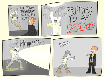 4_fingers anthro belt black_bottomwear black_clothing black_footwear black_jacket black_pants black_topwear blue_eyes bodily_fluids bottomwear brown_clothing brown_footwear clothed clothing dialogue duo fingers footwear fur gameplay_mechanics gloves glowing glowing_eyes grey_background grey_body grey_clothing grey_fur grey_gloves grey_hair grey_handwear grey_shirt grey_topwear hair handwear jacket kerchief magic magic_circle magic_user male no_pupils open_clothing open_jacket open_topwear orange_body orange_fur orange_hair pants pink_nose robe runes screaming shirt simple_background sweat sweatdrop tan_body tan_fur text topwear white_body white_clothing white_eyes white_fur white_topwear yellow_eyes yellow_kerchief mr_rottson henry_(mrrottson) kathy_(mrrottson) domestic_cat felid feline felis hare lagomorph leporid mammal 2020 absurd_res comic english_text hi_res