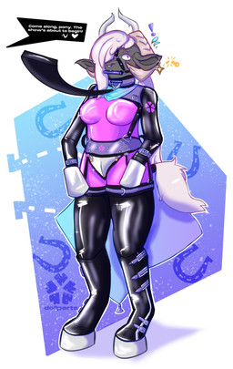 abstract_background anthro bdsm bit_gag black_latex bondage_gear bondage_gloves boots broken_key chastity_belt chastity_device clothing collar cuff_(restraint) dialogue exhibitionism female footwear gag glistening glistening_body halter handwear harness harness_gag hoof_boots hoof_gloves hoof_mitts horseshoe latex latex_clothing latex_skinsuit leash leash_pull leashed_collar panicked_look panicking petplay pink_latex ponyplay restraints roleplay shoes simple_background skinsuit solo tail tail_wraps text tight_clothing white_background wraps dollparts fall_(dollparts) bovid caprine domestic_sheep mammal sheep valais_blacknose english_text hi_res