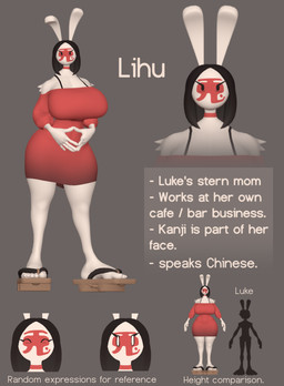 anthro big_breasts black_eyes black_hair breasts cjk_character clothing dress eyes_closed female footwear hair huge_breasts huge_hips looking_at_viewer mature_anthro mature_female mouthless noseless sandals shoes solo text thick_thighs white_body wide_hips cyanu lihu_(cyanu) lagomorph leporid mammal rabbit 3d_(artwork) digital_media_(artwork) english_text model_sheet