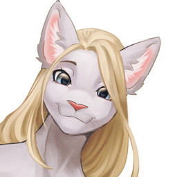 ambiguous_anthro ambiguous_gender anthro bangs blonde_hair blue_eyes brown_eyebrows closed_smile ear_tuft eyebrows eyelashes front_view fur hair happy inner_ear_fluff lidded_eyes light long_hair mouth_closed pink_nose simple_background smile smiling_at_viewer solo tuft white_background white_body white_fur white_inner_ear_fluff angellumen angel_(angellumen) felid feline mammal 1:1 2023 colored digital_drawing_(artwork) digital_media_(artwork) english_description hi_res icon lighting shaded trans_(lore) trans_man_(lore)