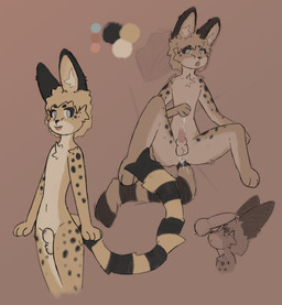 after_anal after_sex animal_genitalia animal_penis anthro anus arm_tuft ball_tuft balls bed blush bodily_fluids butt canine_genitalia canine_penis cheek_tuft chest_tuft cum cum_in_ass cum_inside cum_on_belly cum_on_body cum_on_penis cum_on_tail disembodied_penis erection facial_tuft femboy fully_sheathed fur furniture genital_fluids genitals hair knot leaking_cum looking_at_viewer looking_pleasured lying male nude on_back on_bed open_mouth paws penis precum sheath shoulder_tuft simple_background solo solo_focus spots tail tapering_penis tongue tuft sierra-owo felid feline mammal serval 2026 absurd_res digital_media_(artwork) hi_res