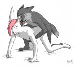 all_fours anthro anthro_on_anthro dipstick_tail doggystyle duo eyes_closed facial_hair from_behind_position fur goatee grey_body grey_fur hair looking_back male male/male markings multicolored_body multicolored_fur multicolored_tail nude open_mouth pink_hair predator/prey sex simple_background smile tail tail_markings two_tone_body two_tone_fur white_background white_body white_fur waismuth francis_(waismuth) george_(waismuth) canid canine canis lagomorph leporid mammal rabbit wolf 2015 digital_media_(artwork) hi_res