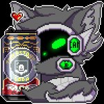 1:1 activision animated anthro beverage beverage_can biped c.a.m. call_of_duty call_of_duty:_black_ops_cold_war canid canine canis cod_zombies container cybernetics digital_drawing_(artwork) digital_media_(artwork) digitigrade fluffy fluffy_tail fur glowing glowing_body glowing_eyes green_body green_eyes green_glow grey_body grey_fur grey_hair grey_tail hair heart_reaction heart_symbol holding_beverage holding_object hug hugging_object jackal likara love low_res machine male mammal military perk_a_cola protogen protogen_armor protogen_face protogen_visor protogenized robotic short_playtime solo special_forces tail tombstone_soda tuft yuri_chacal