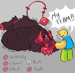 after_vore anthro belly big_belly brown_body brown_fur bulge duo fur horn huge_belly long_tail male male/male multiple_prey neck_tuft red_body red_fur red_horn shocked size_difference tail tuft vore koi_567 forsaken_(roblox) roblox guest_666_(forsaken) noob_(forsaken) noob_(roblox) demon humanoid monster robloxian absurd_res hi_res nonbinary_(lore)