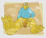 3_toes 4_fingers anthro balls bandage bandage_on_face bandage_on_nose barefoot big_balls big_penis blue_clothing blue_hoodie blue_topwear bodily_fluids bottomless clothed clothing feet fingers foot_focus foreskin front_view genitals hoodie huge_balls huge_penis humanoid_genitalia humanoid_penis long_foreskin male musk musk_clouds penis plantigrade simple_background simple_eyes sitting solo steam sweat sweaty_balls sweaty_face sweaty_feet sweaty_genitalia toes topwear unretracted_foreskin yellow_balls yellow_body yellow_penis rokie38 mario_bros nintendo paper_mario paper_mario:_the_thousand_year_door koops koopa koopa_troopa reptile scalie turtle hi_res