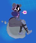 anthro butt eye_scar facial_scar female fur hand_on_leg hand_on_thigh heart_speech_bubble one_eye_closed pose scar shadow_face sitting solo speech_bubble wink tyefoat_(artist) epic_games fortnite raven_team_leader bear mammal 5:6 absurd_res hi_res