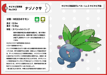 blue_body blue_skin bodily_fluids border cum cum_drool drugs genital_fluids marijuana pokedex pokedex_entry pokedex_number purple_eyes red_border simple_background spores text white_background nikunigushii nintendo pokemon generation_1_pokemon oddish pokemon_(species) waddling_head absurd_res hi_res japanese_text translation_request
