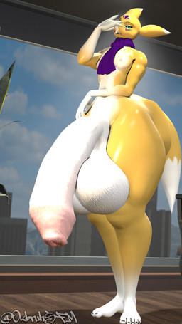 anthro balls big_balls big_penis eyewear femboy foreskin genitals glasses huge_balls huge_penis hyper hyper_balls hyper_genitalia hyper_penis larger_male male penis size_difference solo thick_thighs ok_bruh bandai_namco digimon kevin_(okbruh) digimon_(species) taomon 3d_(artwork) digital_media_(artwork) hi_res source_filmmaker_(artwork)