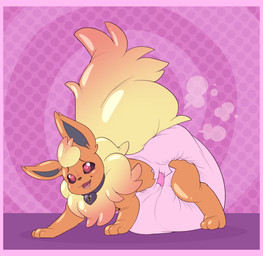 3_toes abstract_background ambiguous_gender black_collar bodily_fluids border clothed clothing cloud_emanata collar collar_tag diaper diaper_puff dotted_background drooling emanata feces feet feral glistening glistening_body gradient_body gradient_tail grey_inner_ear heart_collar_tag heart_eyes heart_symbol hypnosis latex_body lock_symbol mind_control open_mouth open_smile orange_body pattern_background pink_border pink_diaper pooping saliva simple_background smile soiled_diaper soiling soiling_diaper solo spiral_background standing teeth three-quarter_view toes unclean_diaper used_diaper wearing_diaper yellow_body bubblepuppers nintendo pokemon yuukari erika_(yuukari) eeveelution flareon generation_1_pokemon pokemon_(species) absurd_res archived_source full-length_portrait hi_res portrait source_request