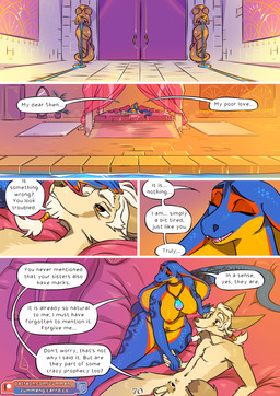 5_fingers anthro anthro_on_anthro balls bed bedroom big_breasts blue_body blue_scales breasts brown_nose comforting dialogue door duo fangs female fingers flaccid foreskin fur furniture genitals hair hand_holding humanoid_hands husband_and_wife interspecies interspecies_romance jewelry looking_pleasured lying lying_on_bed male male/female married_couple mirror multicolored_body multicolored_scales navel necklace necklace_only nipples nude nude_anthro nude_female nude_male on_bed page_number palace penis pubic_tattoo romantic romantic_couple scales slightly_chubby slightly_chubby_anthro slightly_chubby_female social_nudity speech_bubble tail tan_body tan_fur tasteful_nude tasteful_nudity tattoo teeth text tongue two_tone_body two_tone_scales water white_hair yellow_body yellow_scales zummeng shen_(zummeng) zaphira_(zummeng) canid canine cobra fennec_fox fox mammal reptile scalie snake true_fox comic english_text hi_res url