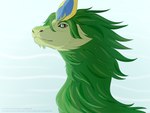 anthro fur green_body green_eyes green_fur hair_over_face horn looking_at_viewer male mane pupils simple_background sky slit_pupils solo wind wind_in_hair windblown_hair south-breeze asian_mythology disney east_asian_mythology mythology raya_and_the_last_dragon pengu_(ratld) aquatic_dragon dragon eastern_dragon marine mythological_creature mythological_scalie scalie 4:3 headshot_portrait portrait