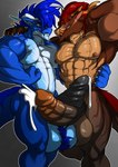 amber_eyes anthro balls balls_touching big_balls black_penis blue_balls blue_body blue_hair blue_nipples bodily_fluids brown_balls brown_body brown_eyes brown_nipples brown_penis claws cum duo eyebrows eyewear fingers frottage genital_fluids genitals glasses hair horn male male/male muscular muscular_anthro muscular_male nipples non-mammal_balls non-mammal_nipples orange_claws orange_horn penile penis red_eyebrows red_hair sex tail white_claws white_horn trencalos mythology dragon mythological_creature mythological_scalie scalie hi_res