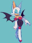 anthro armwear bare_shoulders boots breasts cleavage clothed clothing elbow_gloves eyeshadow female footwear fur gloves handwear makeup shoes simple_background solo white_body white_fur wings zzavok sega sonic_the_hedgehog_(series) rouge_the_bat bat mammal 2022