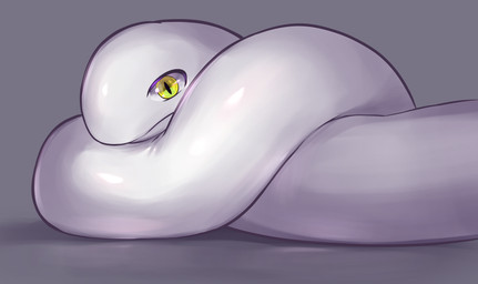 feral grey_background kemono male monotone_body serpentine simple_background solo white_body yellow_eyes zeg_yoros diz_(zeg_yoros) reptile scalie snake hi_res